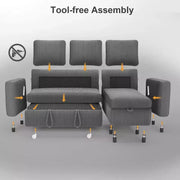 Sofá cama seccional Dyonery de 81", sofá cama en forma de L con chaise longue de almacenamiento reversible, USB, respaldo reclinable
