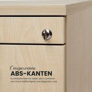 Contenedor con cajones bümö, archivador de madera bloqueable en arce: carrito para oficina como cajonera de escritorio, contenedor de oficina o archivador de escritorio con tiradores de barra