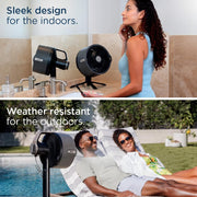 Ventilador nebulizador Shark FlexBreeze Pro – Interior y exterior, nebulización integrada, base de sobremesa, con o sin cable, hasta 24 horas de batería, oscilante, color antracita, FA302 (versión 2025)