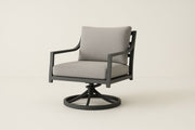 Sillón giratorio de exterior de aluminio y tejido de poliéster gris