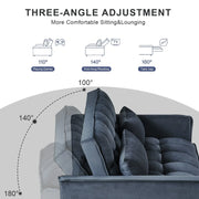 Sofá cama extraíble moderno, sofá cama 3 en 1 con respaldo ajustable, sofá biplaza de terciopelo, almohadas y bolsillos laterales