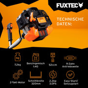 FUXTEC Benzin Motorsense FX-MS152 mit 52 cc, 2in1 Multitool , Profi-Tragegurt und 3 PS Leistung Trimmer Rasentrimmer Freischneider fs Faden 2-Takt, getestet in der Oberklasse mit Note 1,4 Easy Starter