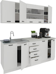 Cocina lineal Riga, blanco, L 200 cm