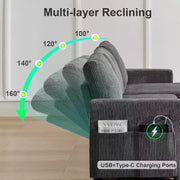 Sofá cama seccional Dyonery de 81", sofá cama en forma de L con chaise longue de almacenamiento reversible, USB, respaldo reclinable