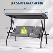 Columpio de porche para exteriores Coolmee de 3 plazas, silla columpio para patio 2 en 1 con cojines extraíbles gruesos y estructura de acero resistente a la intemperie para patio trasero y jardín