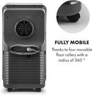 Aire acondicionado portátil Klarstein con manguera de escape, unidad 4 en 1 con ventilador, deshumidificador y modo nocturno, aire acondicionado pequeño y portátil para el hogar y la oficina, bajo consumo, 9000 BTU