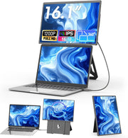 Monitor Portátil Teamgee 16,1" FHD 1200P IPS con Soporte Magnético Ajustable en Altura de 360°, Pantalla Dual Ultradelgada para Mac/Windows/Chrome (Portátiles de 13-17,3"), Montaje VESA