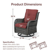 Sillones mecedoras de mimbre para exteriores Gymojoy con base giratoria (juego de 2)