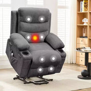 Sillón reclinable elevador eléctrico, reclinables eléctricos para ancianos con calor y masaje, asistencia para levantarse con portavasos, bolsillo lateral, para sala de estar