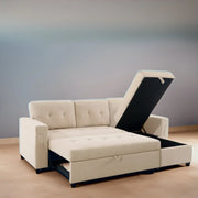 Sofá seccional reversible convertible con cama extraíble, chaise longue con almacenamiento oculto y patas duraderas