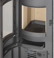 Estufa de leña THERMIA München, piedra natural, 7 kW, combustión continua, automática gris