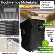 BRAST® Cesta de playa Usedom XXL de 3 plazas para 2-3 personas | 165 cm de ancho | 5 diseños | incluye funda impermeable | respaldo ajustable, cojines para los pies | antracita/gris - a rayas