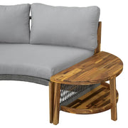 Set de sofá seccional redondo de madera de acacia para exteriores con mesa de centro, 12 plazas