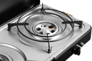 CADAC - 2 Cook 3 Turbo Deluxe y cúpula de parrilla universal - Barbacoa de gas de sobremesa con 2 quemadores y tapa de aluminio - Set de barbacoa para camping al aire libre con encendido piezoeléctrico y dispositivo de fallo de llama - 50mBar