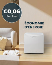 Mini frigorífico Upstreman de 46 L con congelador, termostato ajustable, ahorro de energía, silencioso, frigorífico superior con puerta reversible, minibar para dormitorio, oficina, hotel, blanco-FR17