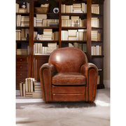 Pasargad Home Sillón Club París de Cuero Genuino, Marrón