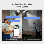 Cámara de vigilancia WiFi para exteriores EZVIZ de 8 MP (4 MP + 4 MP) con doble lente, cámara exterior 360°, visión nocturna a color, detección de personas/vehículos, audio bidireccional, resistente al agua, C90 Dual