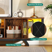 Mueble de TV industrial YITAHOME, soporte de TV de 160 cm para televisores de hasta 65 pulgadas con iluminación LED, mueble de televisión para salón con almacenamiento abierto, marrón vintage