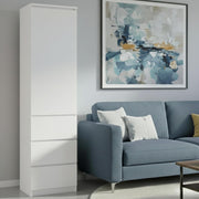 Armario ropero, armario vestidor, armario multiusos con 3 estantes y 3 cajones | armario compacto y funcional para dormitorio, recibidor o despacho | 50x40x180 cm (ancho x fondo x alto) | Blanco