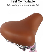 Glerc Missy 20, 24, 26 pulgadas bicicleta híbrida urbana tipo crucero para niñas, de 6 velocidades, con cesta de mimbre, para jóvenes mayores de 6 años, varios colores