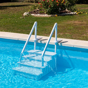 GRE EPE30 - Escalera interior antideslizante para piscina enterrada, escalera de seguridad para piscina con 4 peldaños, sintética, color blanco. 80 x 92 x 206 cm