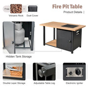 Set de muebles de exterior para patio XIZZI de 13 piezas de mimbre con fogata