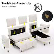 Sofá cama seccional Dyonery de 81", sofá cama en forma de L con chaise longue de almacenamiento reversible, USB, respaldo reclinable