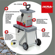 Trituradora de jardín de rodillo ILH 3000 A 3000 W, grosor de rama de 44 mm, sistema de corte silencioso, caja colectora de 60 L