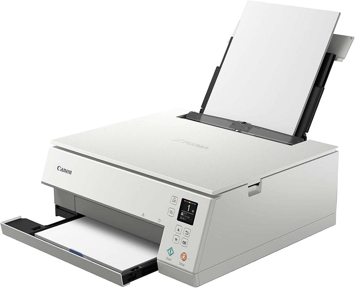 Impresora multifunción de inyección de tinta a color Canon PIXMA TS6350a DIN A4 (impresora fotográfica, escáner, copiadora, OLED, 4.800x1.200 ppp, USB, WLAN, 5 tintas independientes, impresión a doble cara, 2 bandejas de papel), negro