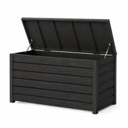 Arcón de jardín aspecto madera negro 120x60x63 cm impermeable