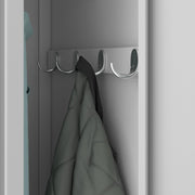 Armario casillero Jan Nowak, armario metálico, armario ropero, taquilla | 2 compartimentos con barra para ropa, estantes divisorios, ranuras de ventilación, 4 ganchos para ropa por compartimento | 180 cm x 80 cm x 50 cm, Gris