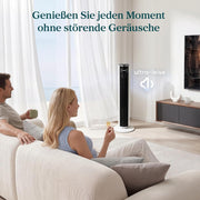 Ventilador de torre Levoit con modo de suspensión avanzado, silencioso, temporizador de 12 horas, 4 modos, 5 velocidades, modo automático con sensor, oscilación, mando a distancia, blanco, 92 cm