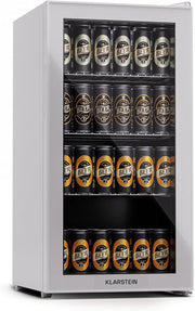 Mininevera Klarstein con puerta de cristal para habitaciones, refrigerador de bebidas con estantes ajustables, pequeño de 80 litros, frigorífico silencioso para interiores/exteriores