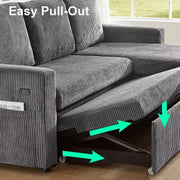 Sofá cama Dyonery 81, sofá seccional en forma de L, sofá extraíble con respaldo reclinable, puertos USB