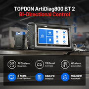 TOPDON Escáner de diagnóstico automotriz AD800BT V2.0 Bluetooth, herramienta de diagnóstico bidireccional multimarca para sistemas completos con 28 funciones de reinicio, dos años de actualizaciones gratuitas, prueba activa
