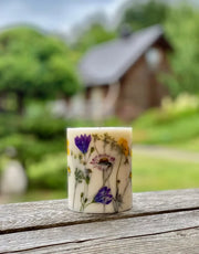 Vela de cera de soja con flor prensada, decoración floral, 9 cm de altura