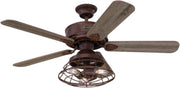 Ventilador de Techo para Interiores Barnett de 122 cm de Westinghouse Lighting 7220540 en Madera Natural, Kit de Iluminación LED Regulable con Pantalla de Jaula, Control Remoto Incluido