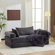 Sofá cama convertible de pana, 2 plazas, color gris oscuro / gris / verde / azul marino