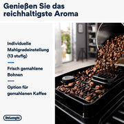 De'Longhi Magnifica Start ECAM222.20.B, cafetera superautomática con boquilla para espuma de leche, para capuchino, con botón de selección directa de espresso y función de 2 espressos, molinillo cónico de 13 niveles, 1450 W, negro