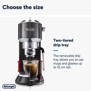 De'Longhi Dedica Style EC 685.M – Cafetera espresso de bomba tradicional, con espumador de leche profesional, solo 15 cm de ancho, para café molido o monodosis ESE, depósito de 1 l, plata