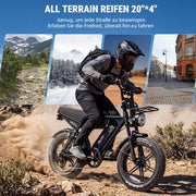 Bicicleta eléctrica OUXI Pro E-Bike Fatbike de 20 pulgadas, batería doble de 2x15Ah con autonomía de hasta 100km, motor de 250W y 60Nm, frenos de disco hidráulicos, suspensión completa, altavoz Bluetooth, portaequipajes delantero