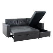 Sofá seccional reversible convertible con cama extraíble, chaise longue con almacenamiento oculto y patas duraderas