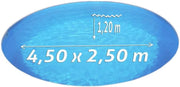 Piscina de pared de acero ovalada 4,50 x 2,50 x 1,20 m - revestimiento azul de 0,60 mm - pared de acero galvanizado en caliente de 0,60 mm - pasamanos de plástico - abertura para skimmer - fabricada en Alemania