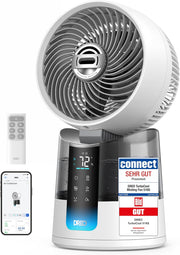 Ventilador nebulizador DREO TurboCool 516S, ventilador de mesa con oscilación de 150°+30°, enfriador evaporativo, 7.9 m/s, niebla ultrafina, 20 dB silencioso, 6 velocidades, 2 modos, control por app y mando a distancia, RGB, blanco