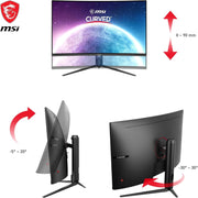 Monitor Gaming curvo MSI G32CQ5P de 31,5 pulgadas WQHD - Panel VA 1500R 2560 x 1440, 170 Hz / 1 ms, Adaptive Sync, ajustable en 3 ejes - DP 1.2a, HDMI 2.0b CEC