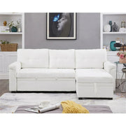 Sofá seccional reversible convertible con cama extraíble, chaise longue con almacenamiento oculto y patas duraderas