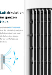 Enfriador de aire PELONIS con refrigeración por agua, aire acondicionado portátil, ventilador de 5L con refrigeración por agua, humidificador de aire con mando a distancia, 355m³/h, aire acondicionado sin tubo de escape