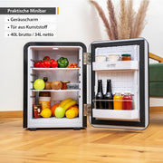 Mininevera silenciosa TZS First Austria | Diseño retro | Capacidad de refrigeración ajustable | Manilla de puerta | Sistema de refrigeración termoeléctrico | 40L | crema