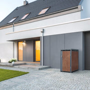 Cubre contenedores ML-Design de 3 unidades para 240L, cerramiento para 3 cubos de basura, caseta resistente a la intemperie, estructura de acero, contenedor con tapa, puerta con cerradura, 200x80x116,3 cm, color antracita efecto óxido