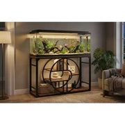 Soporte de metal para acuario de 55 a 75 galones, soporte resistente para pecera con armario de almacenamiento, soporte de varios niveles para pecera con patas reforzadas, adecuado